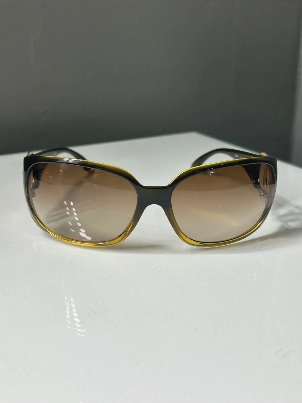 Vintage Chanel Tortoise Shell Acetate Frame w Gold Tone CC logo